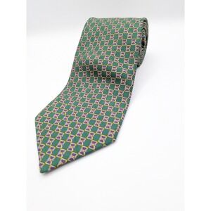 Brooks Brothers Makers Silk Tie Green Hourglass Pattern Hand Finished USA